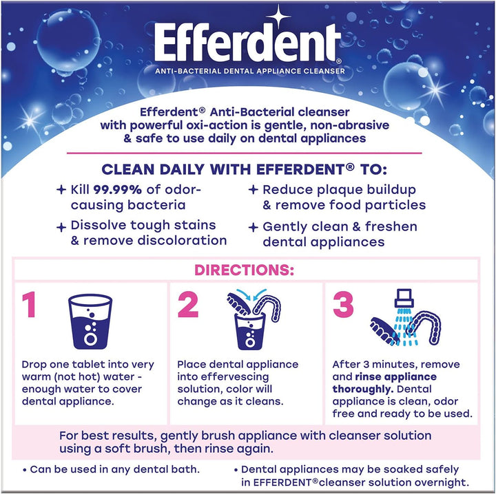 Efferdent - Tabletas de limpieza dental, completamente limpio, 102...