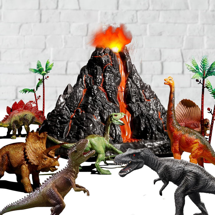 TOYSXYIN Juego de volcán grande con 9 figuras de acción de dinosaur...