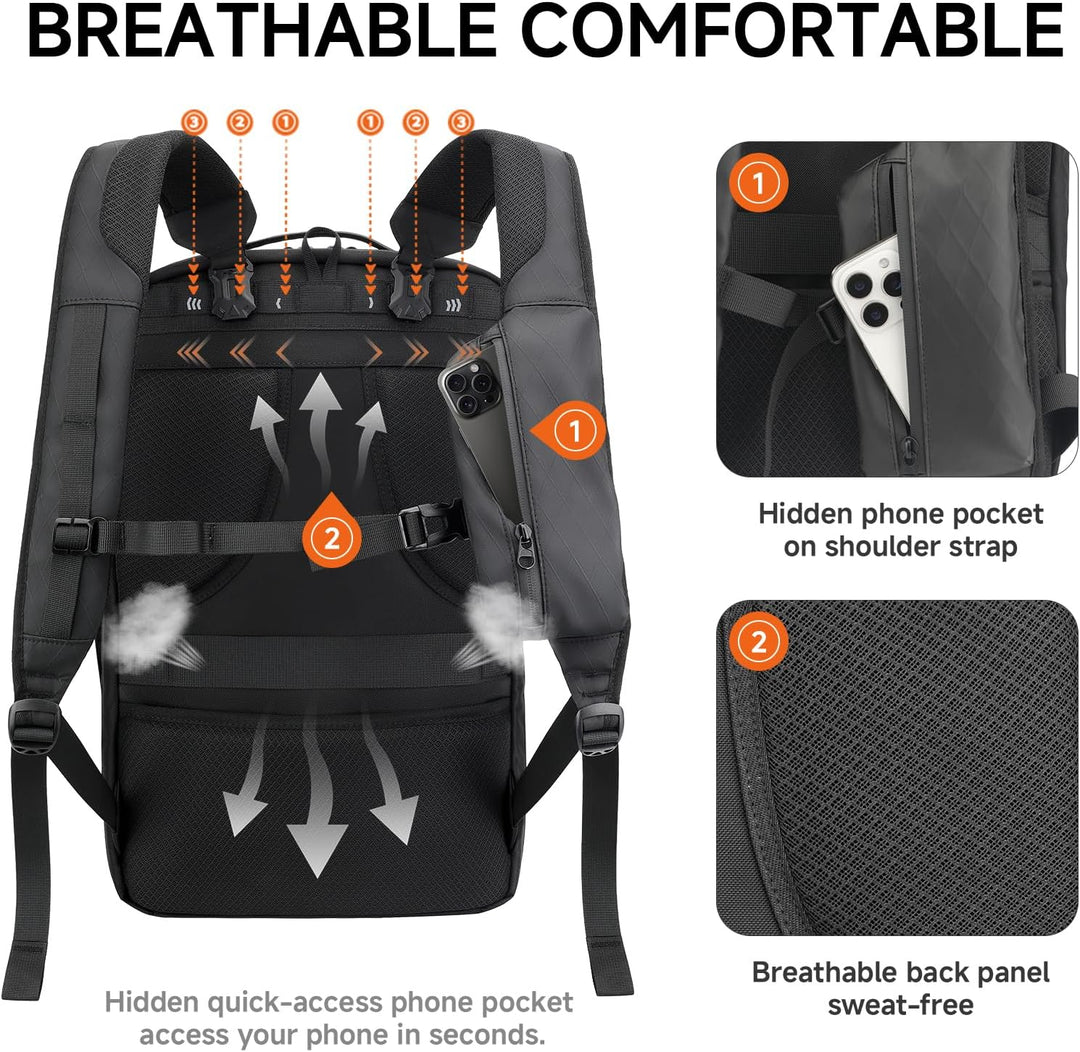 SWICKY Mochila de viaje para hombres, 40 L, mochila para laptop, ap...