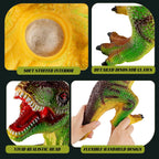 BABOY Figuras de juguete de dinosaurio T-Rex de goma suave, interior relleno de algodón PP, diseño realista, materiales seguros, resistente a caídas y golpes, juguete suave de alta resistencia para