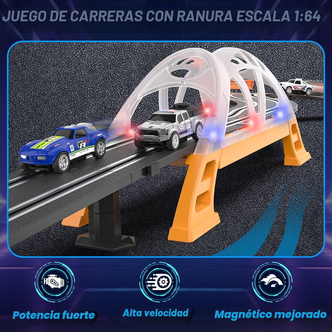 Conjuntos de Pista de Carreras de Coches de Ranura para Niños, Pist...
