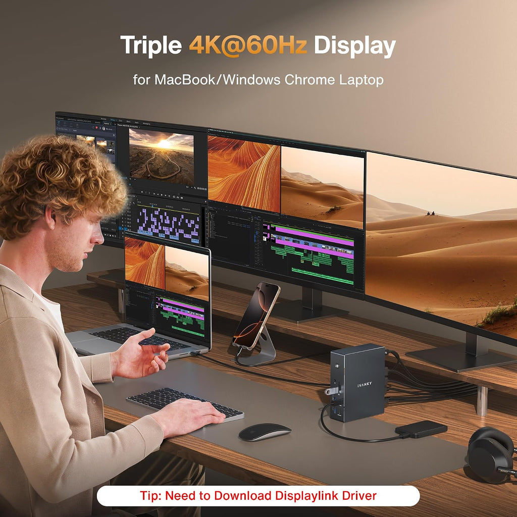 iVANKY Base DisplayLink de triple pantalla para Window/MacBook Pro