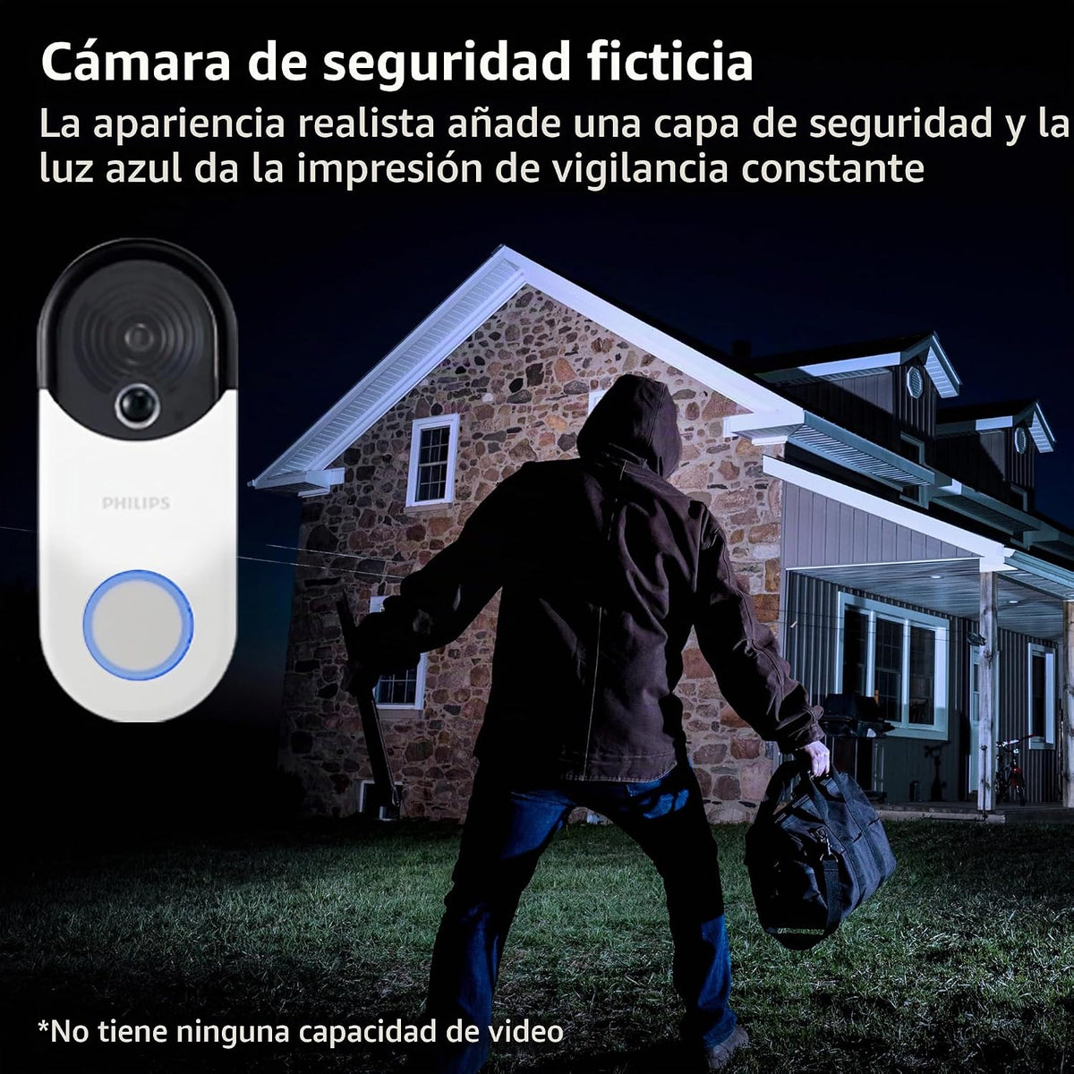 Kit de Timbre de Seguridad Inalámbrico PHILIPS, Timbre Señuelo con Cámara de Puerta
