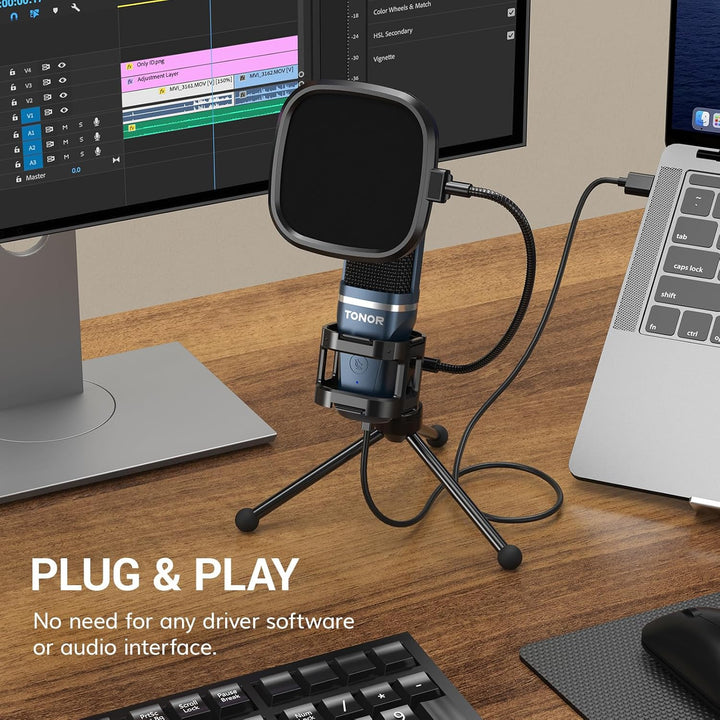 TONOR TC-777 - Micrófono de podcast, micrófono de computadora USB,...