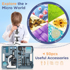 Kit de microscopio para niños 100X-1200X para niños: Microscopio compuesto