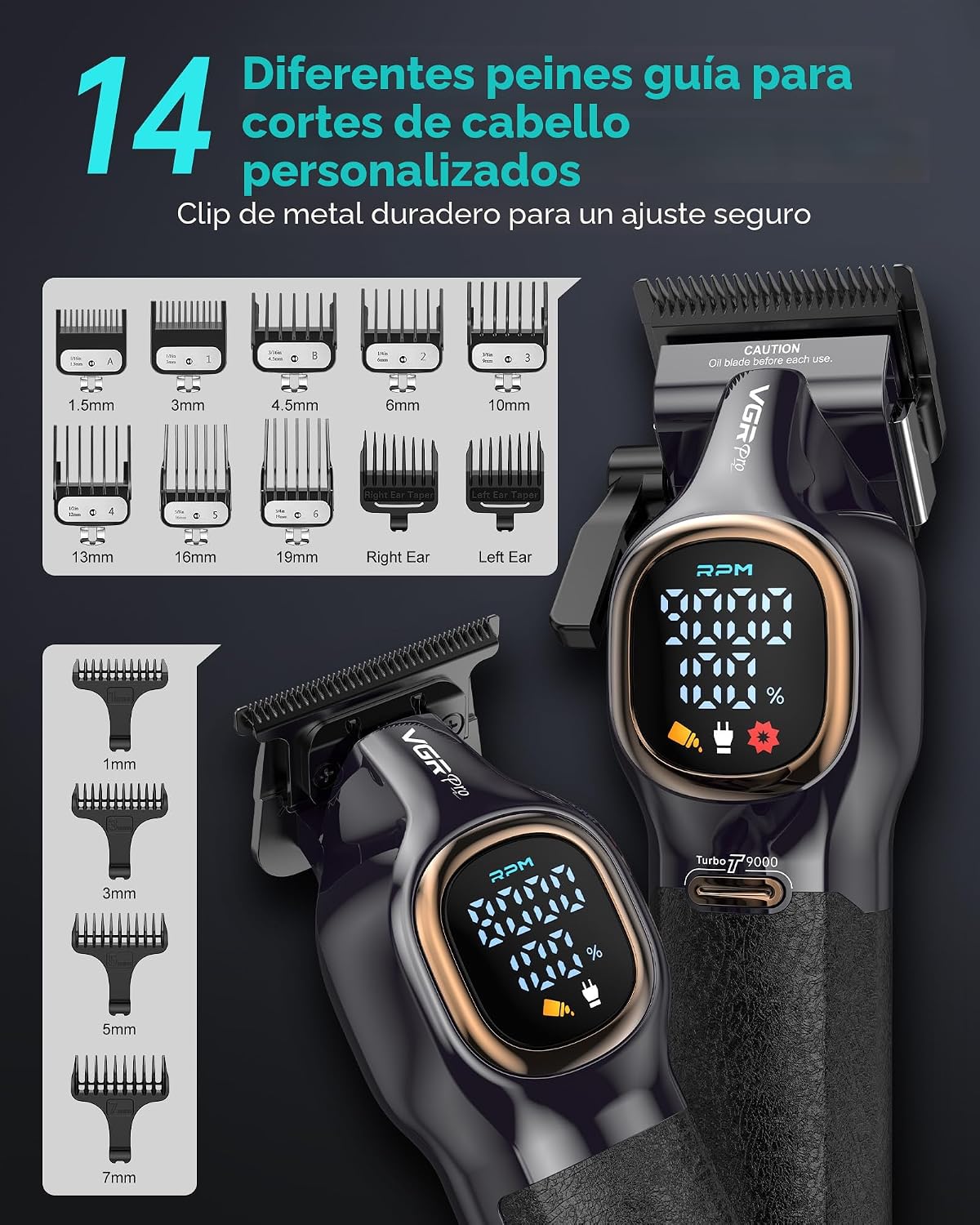VGRPRO Cortadora de pelo profesional para hombres, cortadora de pel...