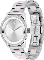 Reloj Movado Bold Iconic para mujer - Movimiento suizo de cuarzo 2H, brazalete con eslabón central de cerámica y acero inoxidable - Resistencia al agua 3 ATM - Detalles con cristales brillantes para ella - 36 mm