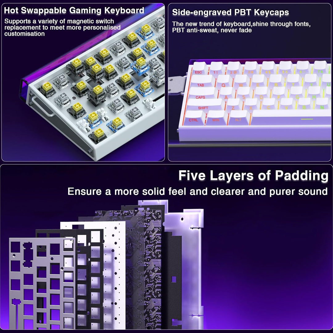 AULA Hero 68 HE 60% Teclado para Juegos con Cable, Teclado con Inte...