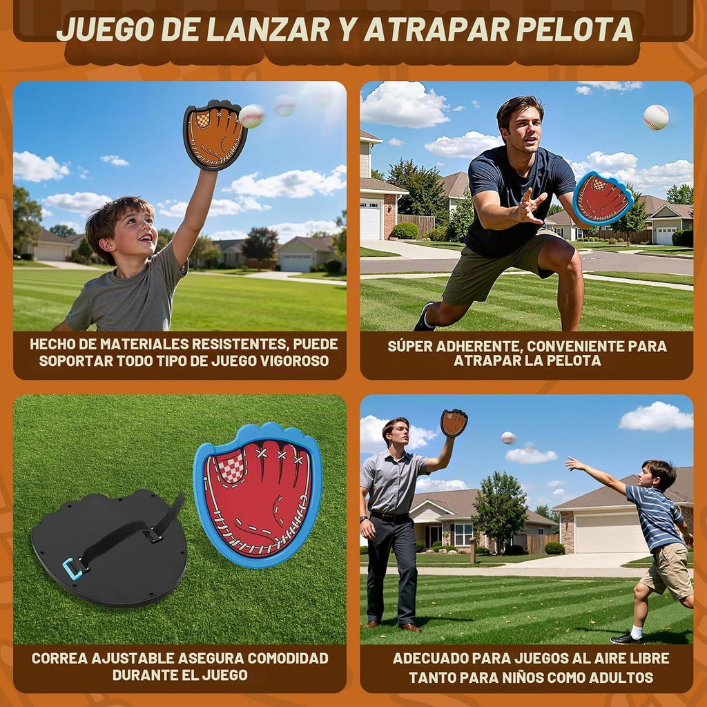 Juego de lanzamiento y atrapada para niños, paquete de 4 guantes de béisbol