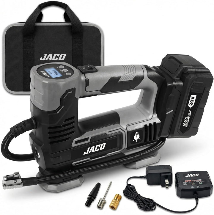 JACO - Inflador de neumáticos inalámbrico de 20 V, bomba de compres...
