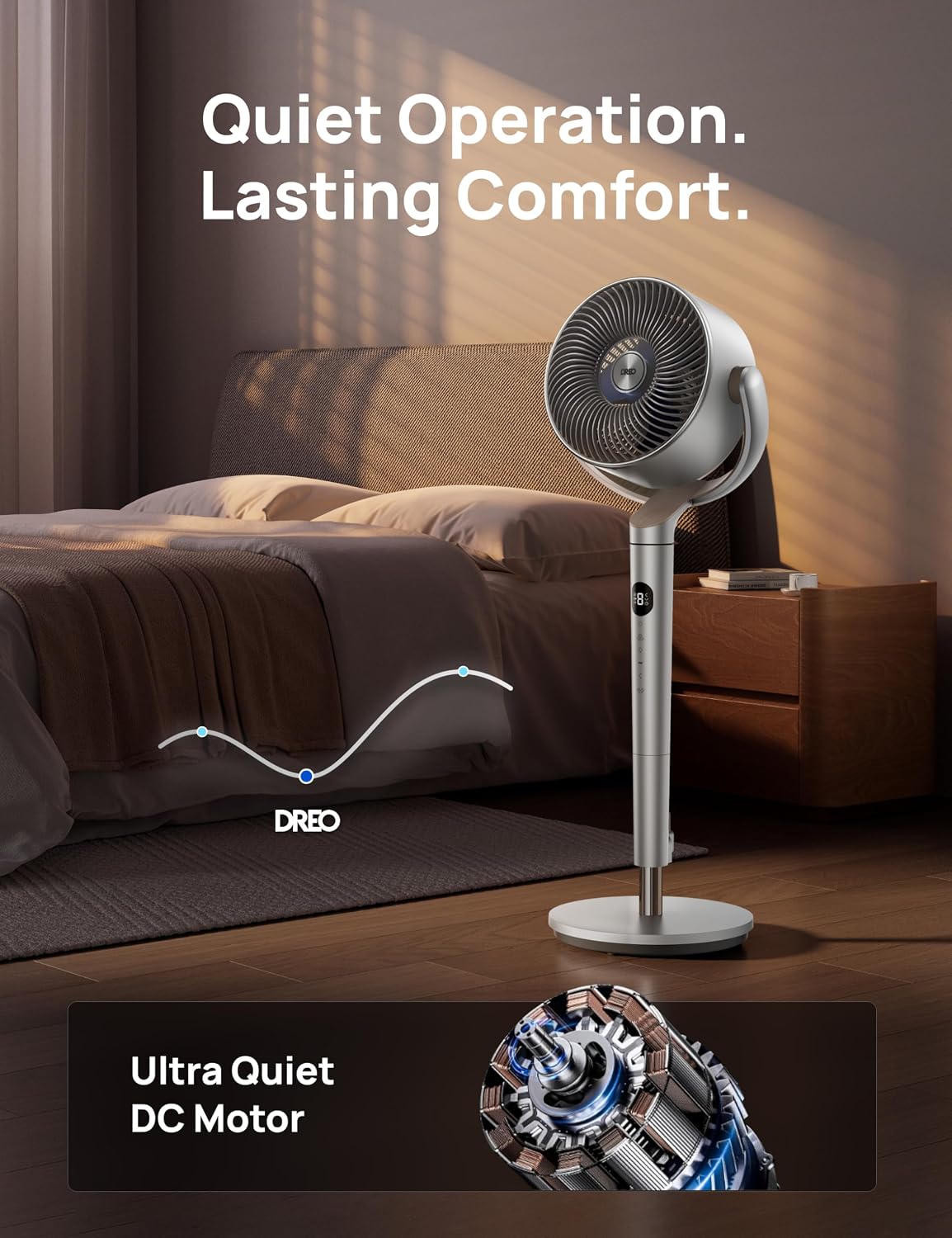 Dreo Ventiladores inteligentes para dormitorio, ventilador oscilant...