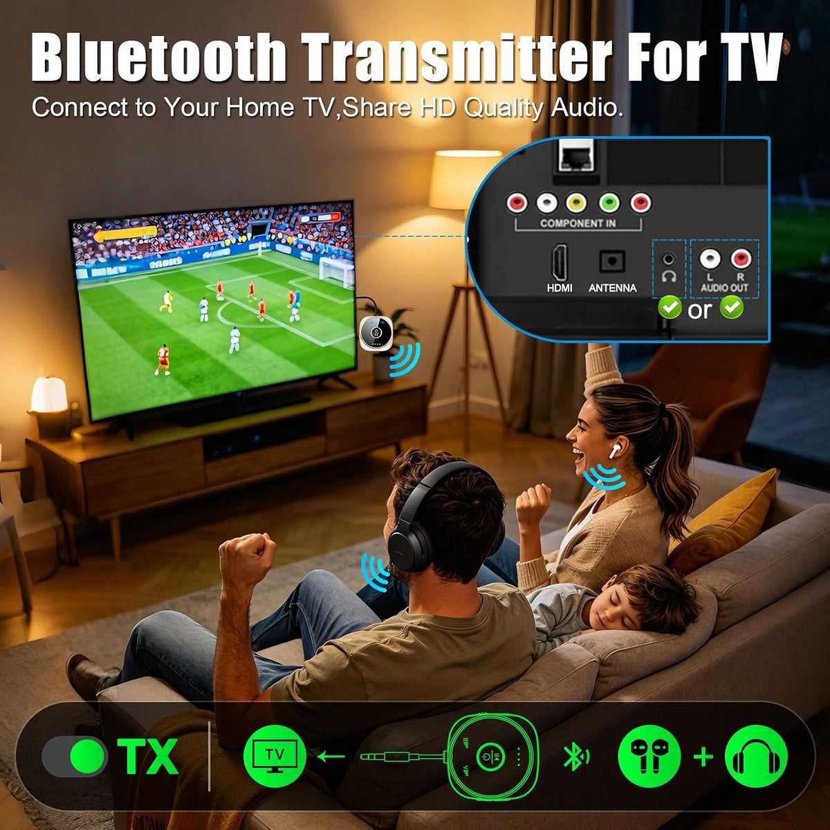 Receptor transmisor Bluetooth 6.0 - Transmisor Bluetooth para avión, TV