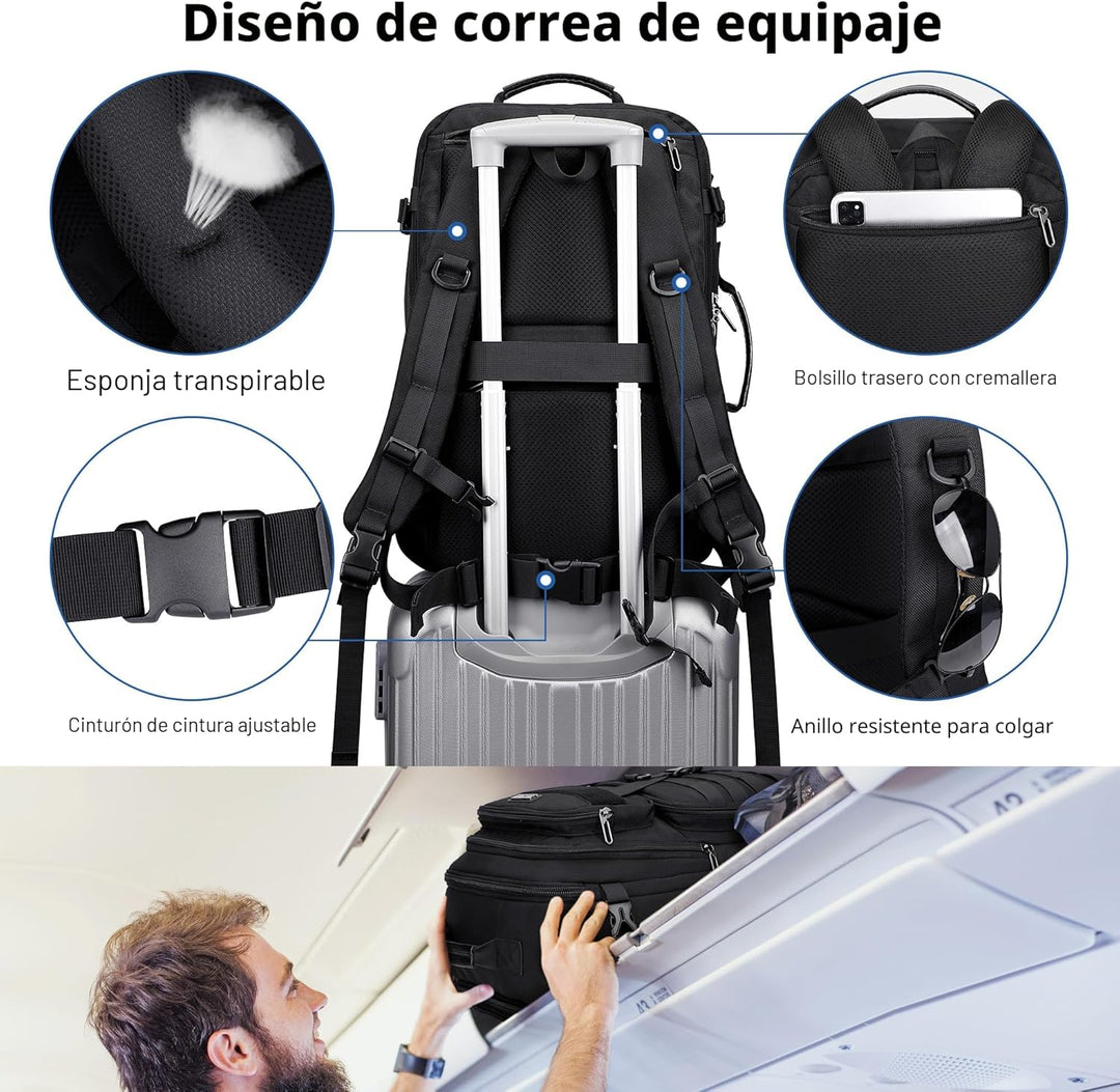 WITZMAN Mochila de viaje de mano para hombre, grande, convertible d...