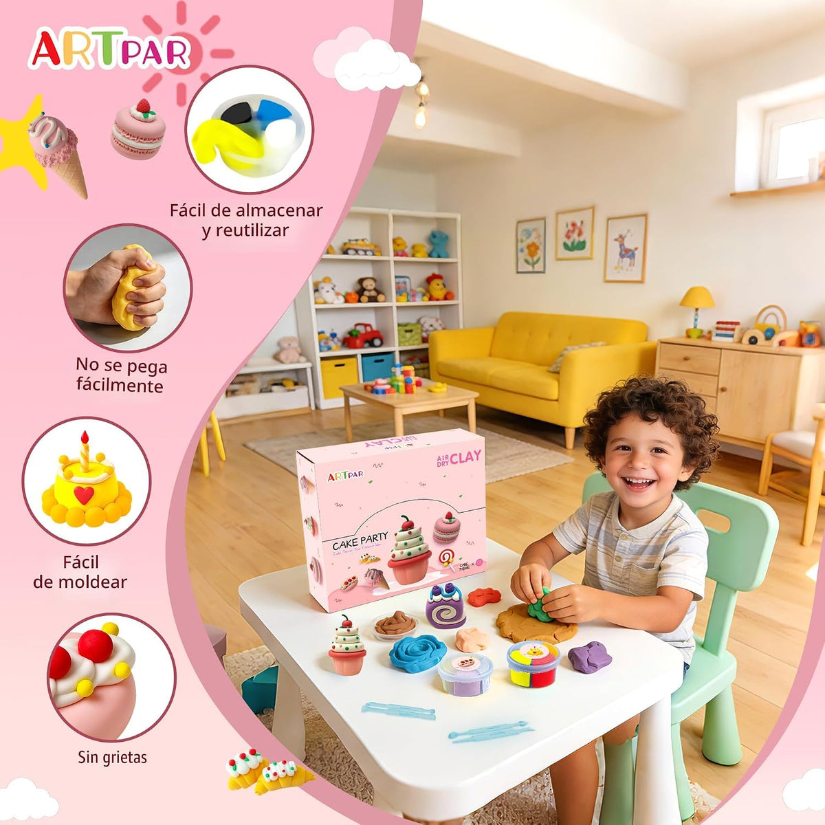 Kit de arcilla seca al aire, arcilla para modelar para niños,Juego