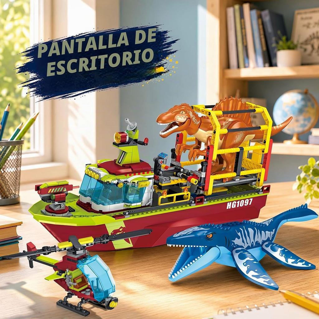 HOGOKIDS Juego de construcción de barco de dinosaurio