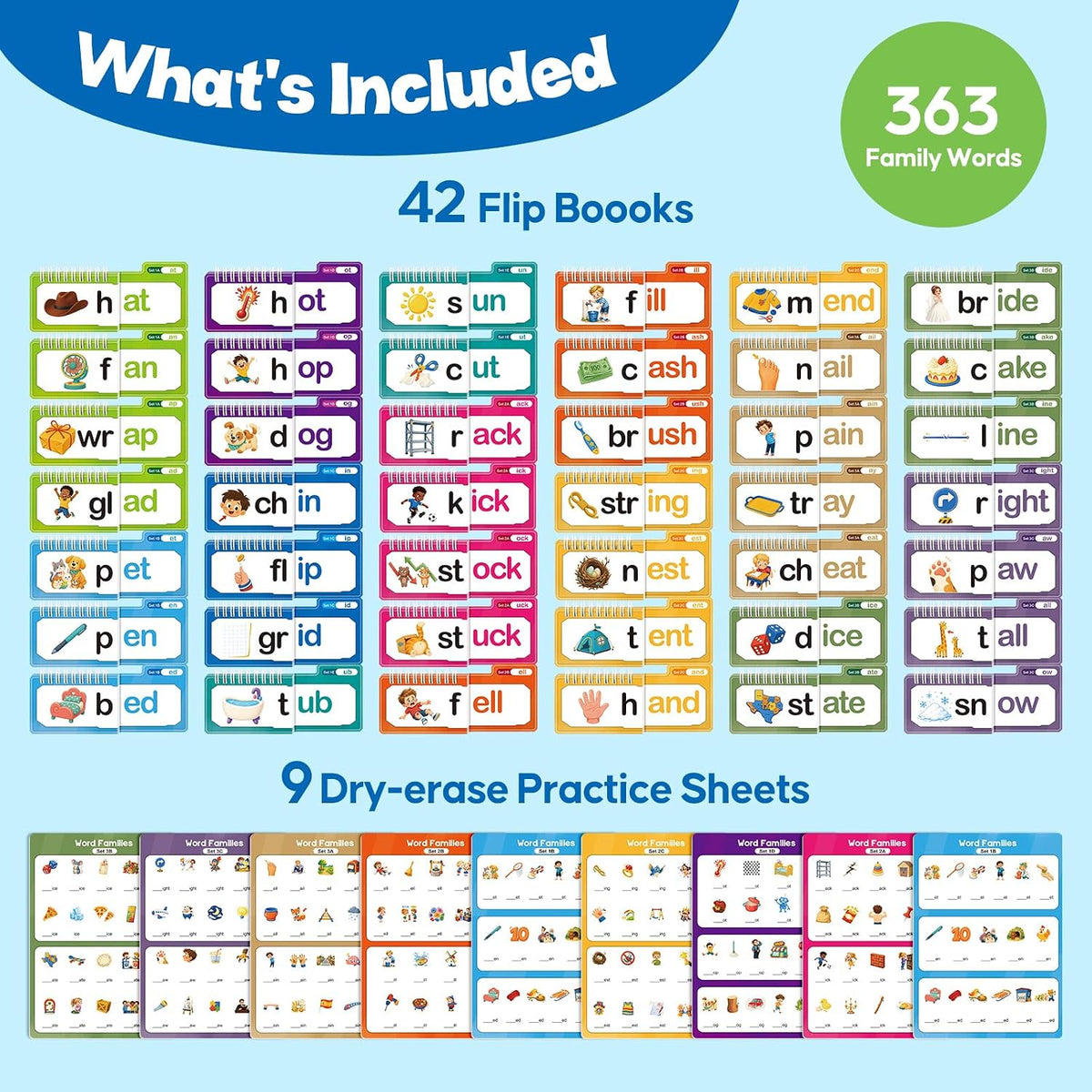 Tarjetas Flash Phonics,Libros de construcción familiar de 42