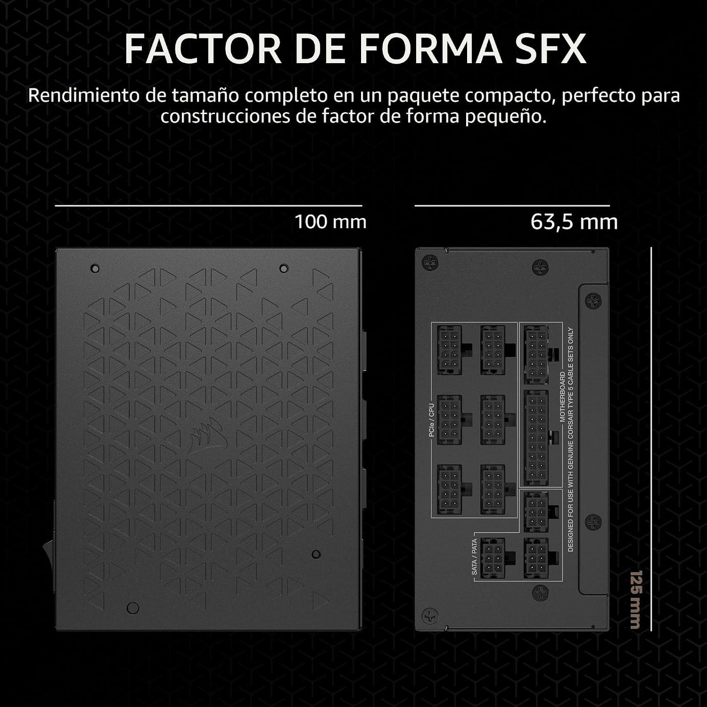 CORSAIR SF1000 (2024) Fuente de alimentación pequeña ATX 3.1 PCIe 5...