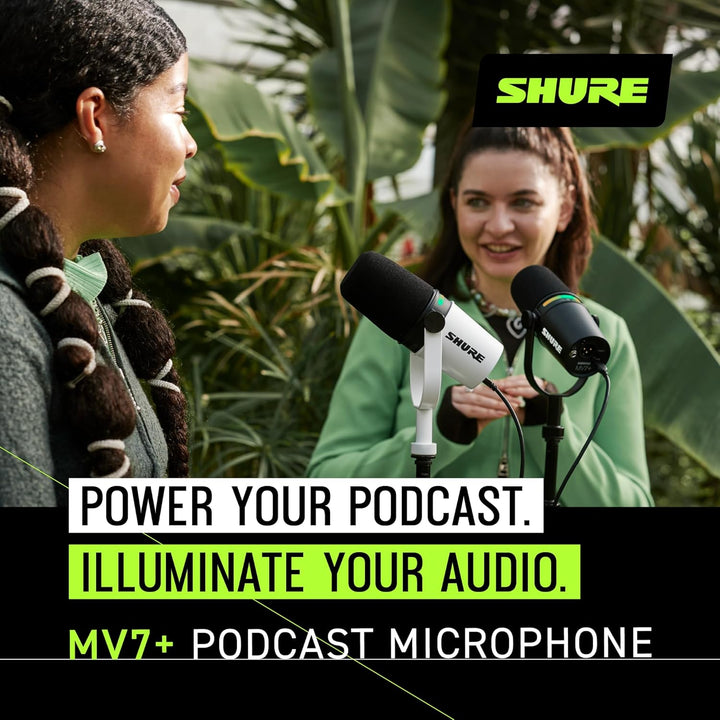 Shure Micrófono dinámico MV7+ para podcast, certificado OBS, audio...