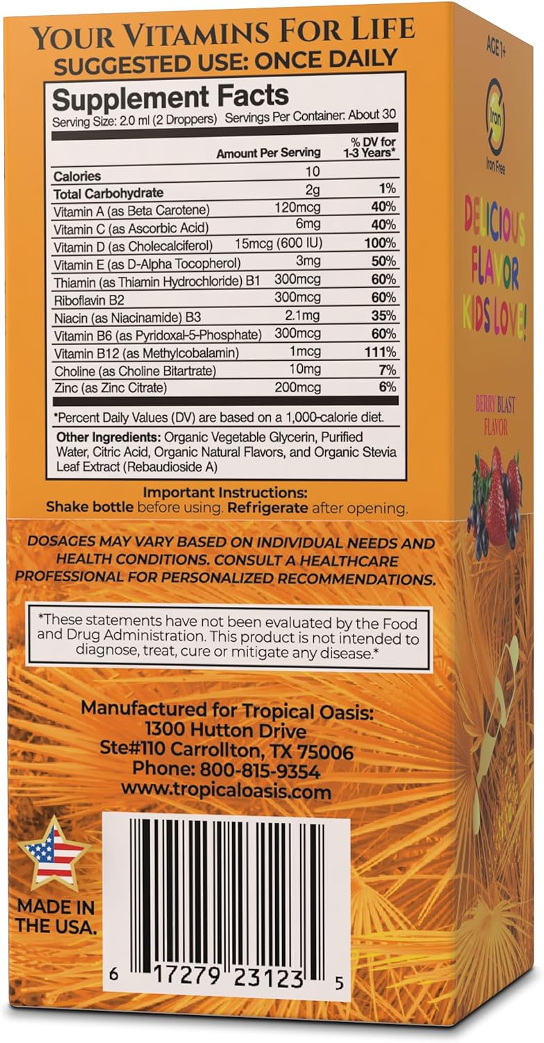 Tropical Oasis - Multivitamínico líquido orgánico para niños certif...