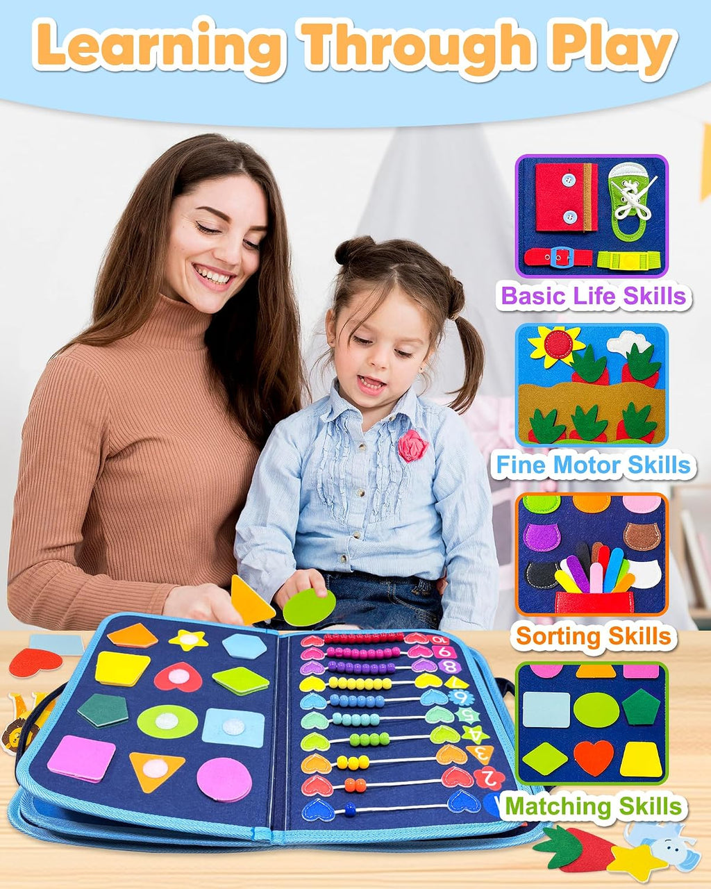 Busy Board Montessori Juguetes para niños pequeños, regalo de