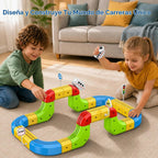 Electric Train Set para Kids 52PCS, 3D Gravity-Defying Flexible Cube Race Track Toy Railroad Block Kit para Kid Educational Stem Train Toys Gift para Boys&Girls 3 4 5 6 7 8 Years Old