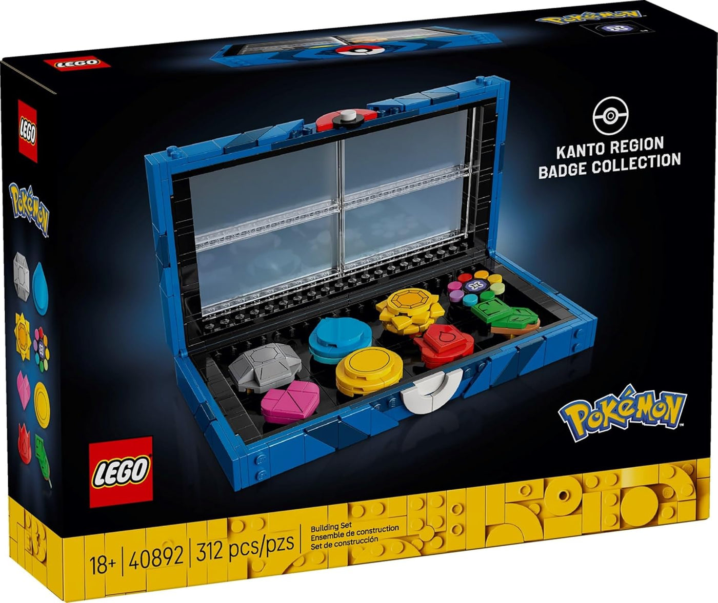 LEGO Colección de insignias de la región de Pokémon Kanto, vitrina...