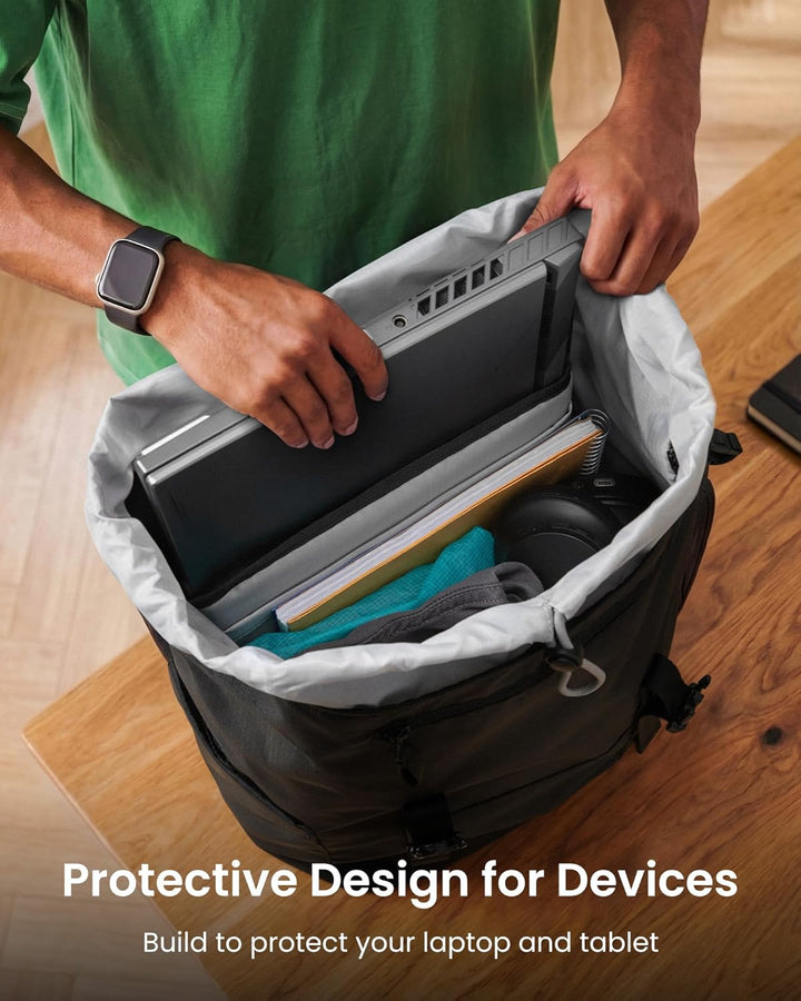 tomtoc Mochila para laptop con solapa, ligera, resistente al agua,...