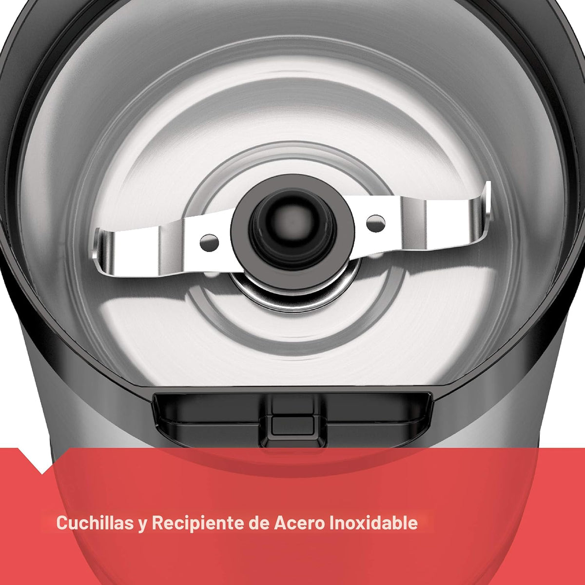 negro+DECKER Molinillo de Café One Touch, Capacidad de 2/3 taza para granos de café, Molinillo de Especias, Control de Botón de Un Toque -150 W -Cuchillas de Acero Inoxidable