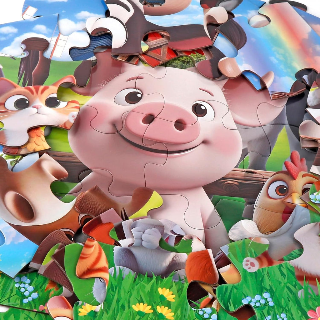 Rompecabezas de suelo jumbo para niños, 48 piezas de animales de granja, rompecabezas de 3 a 8 años