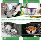 P&P CHEF Juego de tazones de metal con tapas, tapas herméticas y multicolor
