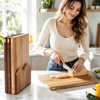 Juego de tablas de cortar libros con soporte de madera para cocineros