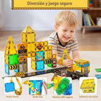 SKTMYY Azulejos magnéticos para niños, juguetes de construcción con grúa