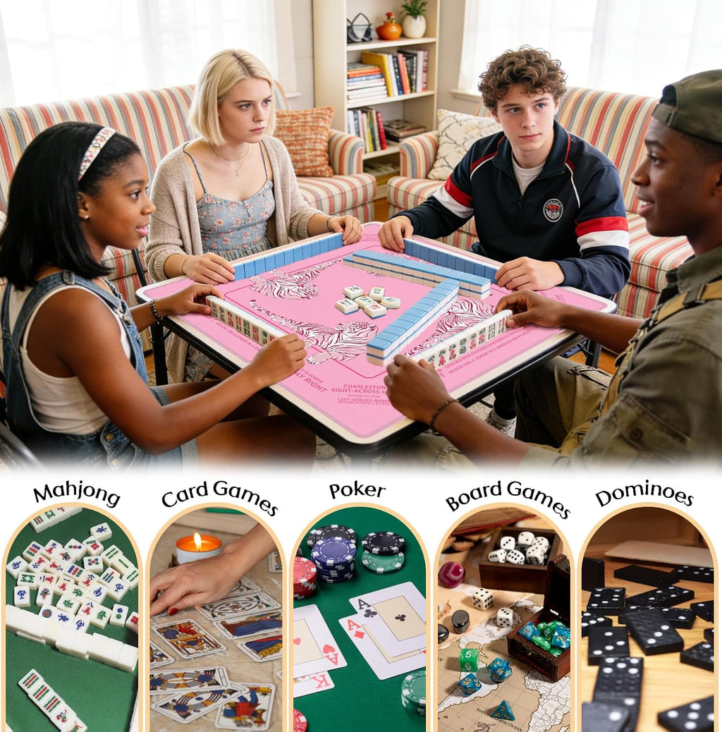 Alfombrilla Mahjong de neopreno con reglas para mesa de 31.5 x 31.5