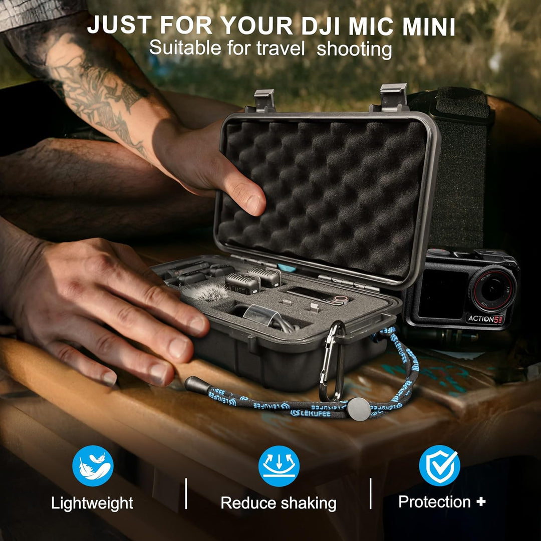 Lekufee Estuche rígido impermeable de viaje para DJI Mic 3, Mic 2,...