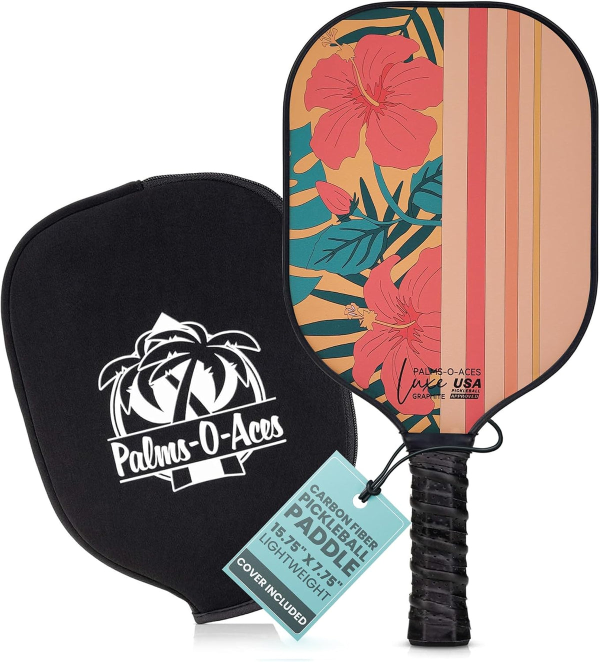 Palms-O-Aces Palas de pickleball de fibra de carbono - Núcleo 16 mm y Aprobadas por USAPA