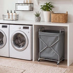 StorageWorks Cesta de lavandería con bolsa extraíble, gris, 120L