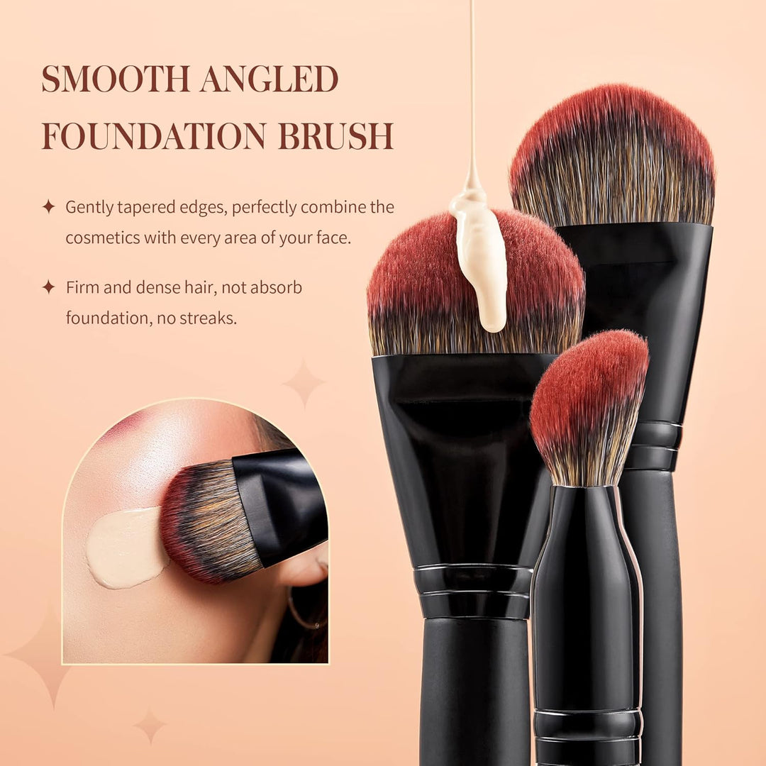 Jessup Pinceles de maquillaje de cara grande, 5 piezas, base sintét...