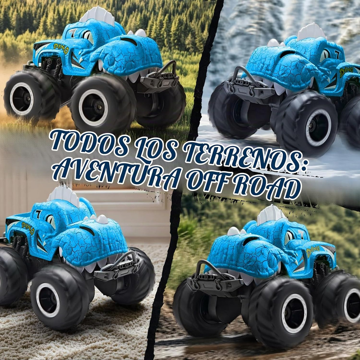 Coche de control remoto anfibio, camiones monstruo de dinosaurio