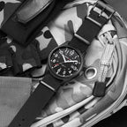 GOLDEN HOUR Reloj de hombre con correa de nailon antideslizante con esfera de hora militar de fácil lectura y manecillas luminosas