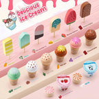 Juego de mesa de madera para contador de helados para niñas pequeñas, tienda de juegos, juguete de simulación, accesorios de cocina con dinero y moneda falsos, regalos de cumpleaños de Navidad para niños de 3 años en adelante (rosa)