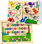 Laberinto magnético 2 en 1 de color y números de doble cara ABC rompecabezas tablero, Multicolor