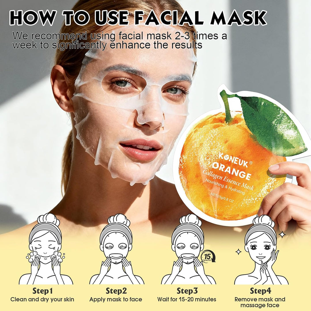 KONEUK Paquete de 36 mascarillas faciales en forma de fruta para mu...