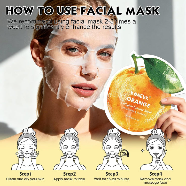 KONEUK Paquete de 36 mascarillas faciales en forma de fruta para mu...