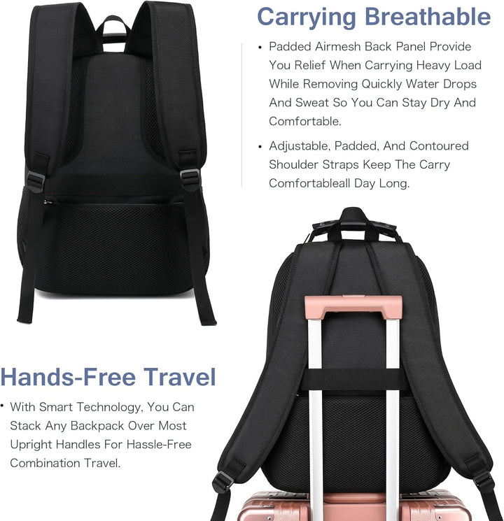 Mochila para laptop Boavan para hombre (Negro, 15.6 pulgadas), Viol...