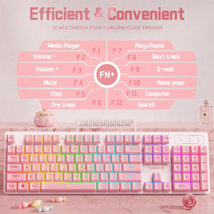 Redragon Combo de teclado y mouse para juegos S107WP actualizados,...
