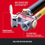 CRAFTSMAN Inflador y medidor de doble pie, 20-120 PSI, válvula de a...
