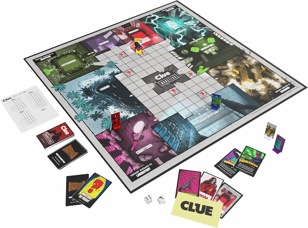 CLUE: Juego de mesa Universal Monsters, explora, deduce y resuelve el misterio