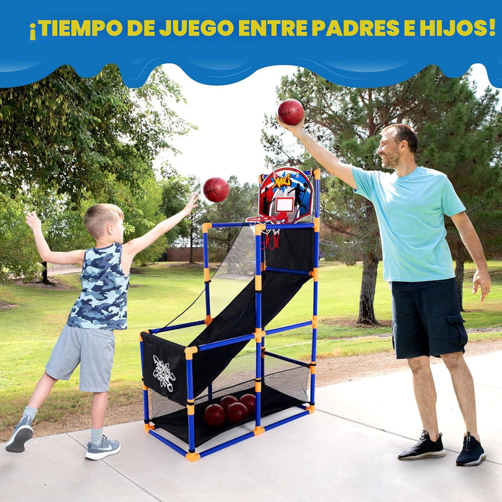 JOYIN Juego de baloncesto arcade con 4 pelotas y aro para ni