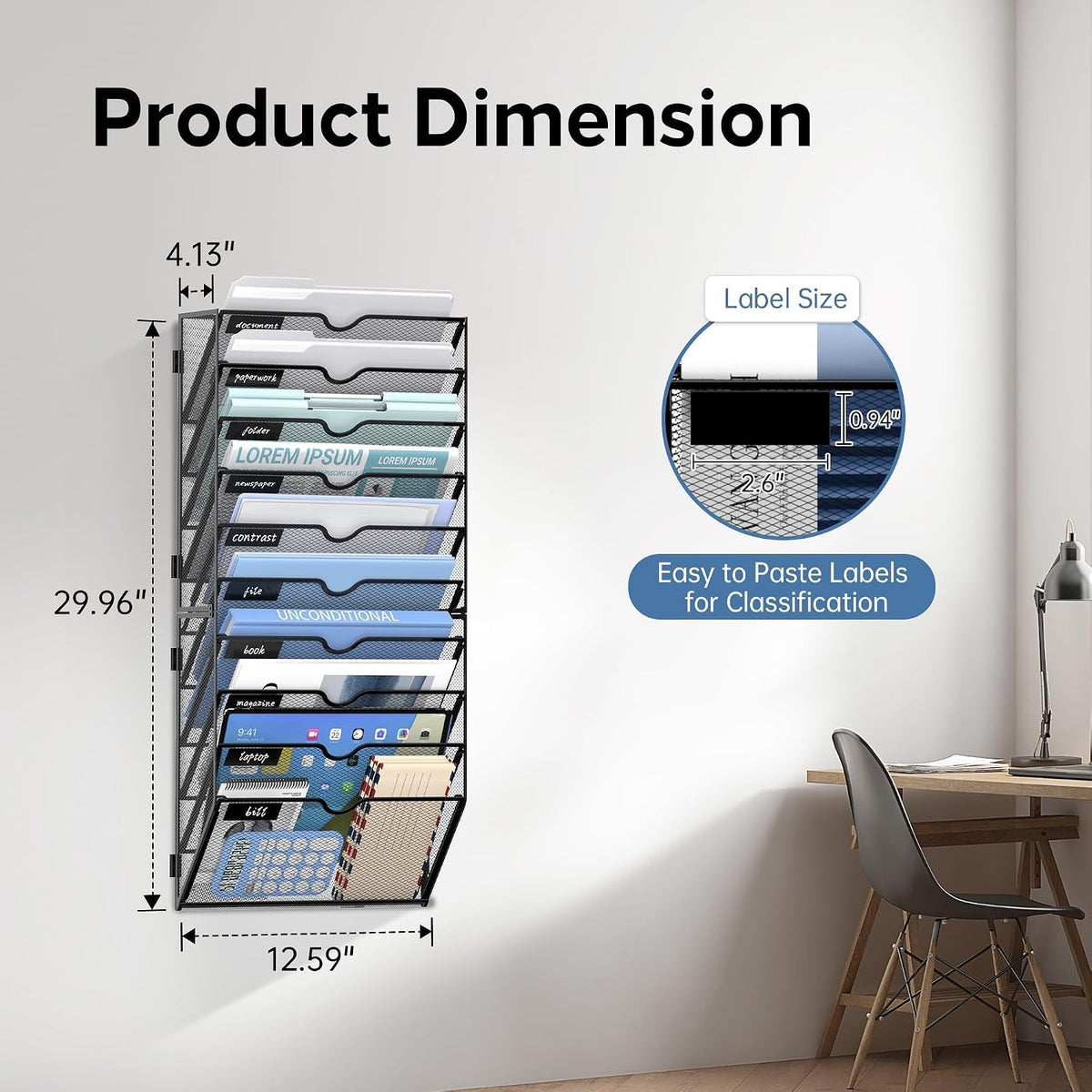 Organizador de archivos de pared de 10 niveles, soporte de correo