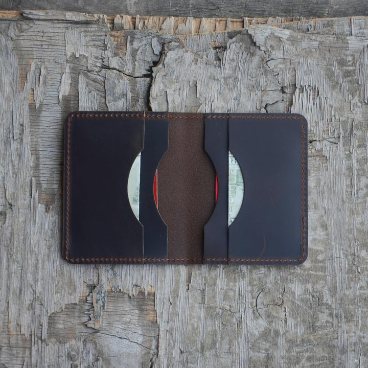 JJNUSA Cartera de cuero minimalista hecha a mano para hombres envej...